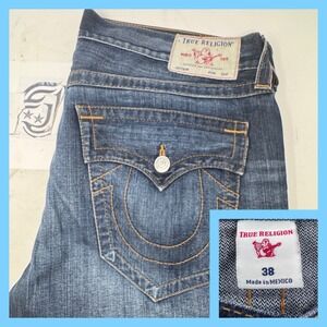 True Religion Men's Billy Flap Sn Relaxed Bootcut Jeans Size‎ 38 Made in Mexico